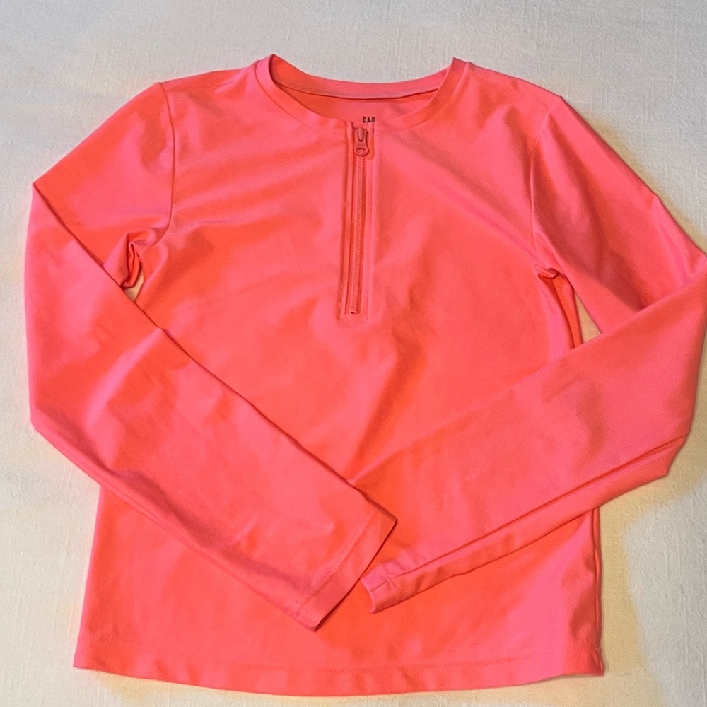 GAP Kids Long Sleeve Zip Rashguard - Coral 🪸
